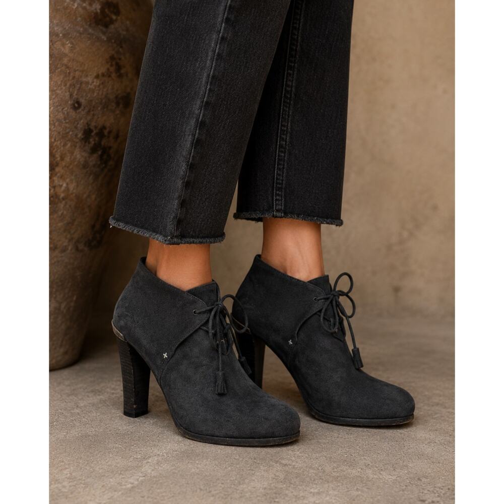 Rag & Bone Grey Suede Heeled Lace Up Ankle Boots Womens 36.5 Booties Fall Luxury